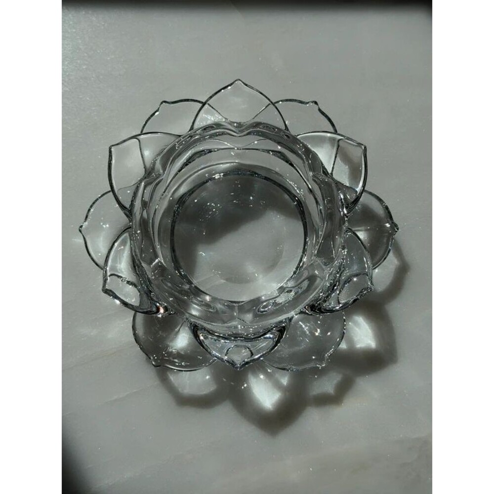 Glass lotus flower pillar candle holder